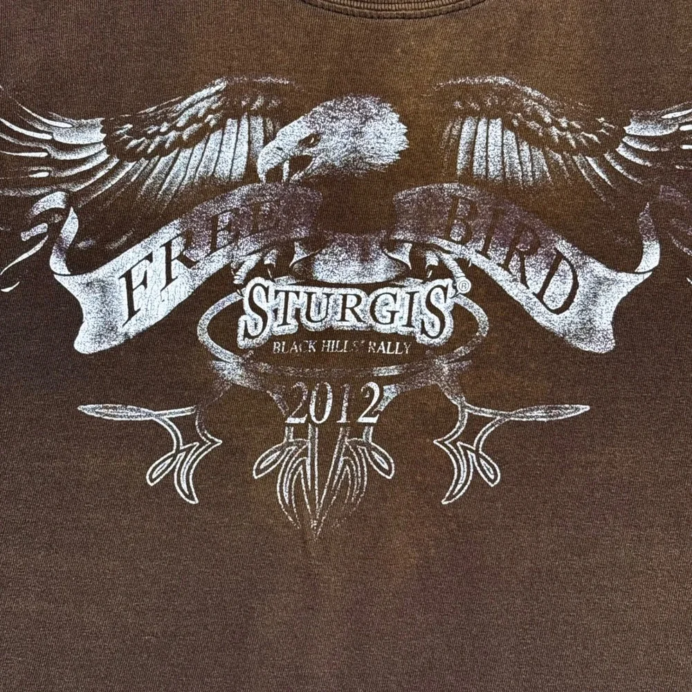 Sturgis Black Hills Rally 2012 Eagle T Shirt Large Heavy Cotton Brown Faded Worn